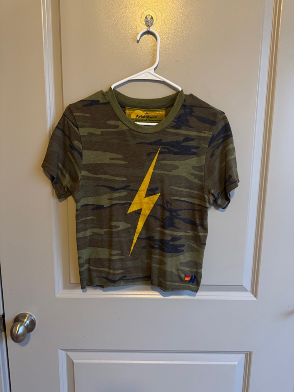 Aviator Nation Camo Tee with Lightning Bolt